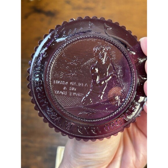 Vintage Pairpoint Glass Cup Plate Purple New Bedford Glass Museum Original Box - Picture 4 of 6